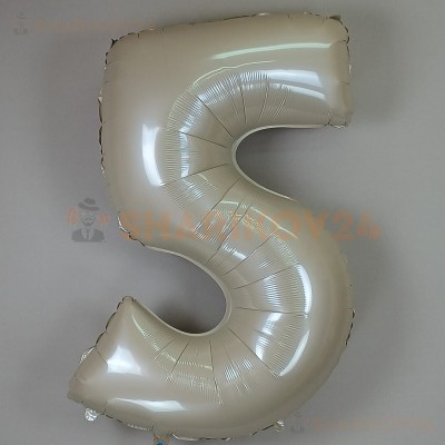 Шар (40''/102 см) Цифра, 5, Кремовый